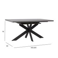 Dining table EDDY 160/200x90xH76cm, light grey