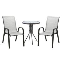 Garden furniture set DUBLIN table and 2 chairs, silver grey