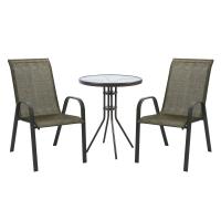 Garden furniture set DUBLIN table and 2 chairs, golden brown